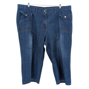 Y2K Capri Jeans Cropped Stretch Denim Boho Casual Line Jeans 30